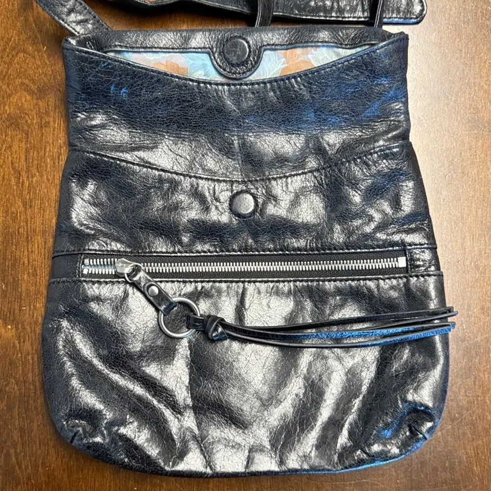 Hobo Annette Crossbody Black Worn In Leather Crossbody Bag